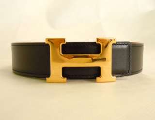 HERMES Reversible Leather Belt CONSTANCE sz 68/26.8 EXLNT cond Gold H 