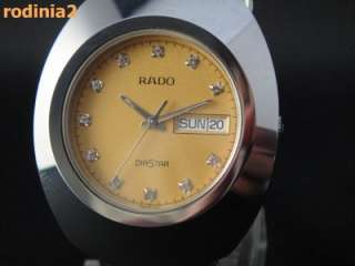 Auth Mens Rado Diastar Gold & Diamond Dial Tungsten Quartz Mint 