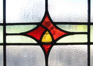 Antique Stained Glass Window Ruby Red Art Deco Star  