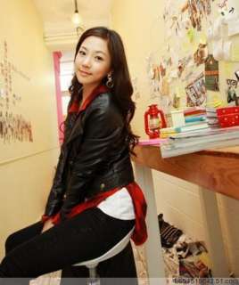 Korean Women Slim Faux Leather Jacket Coat 4 Color 0556  