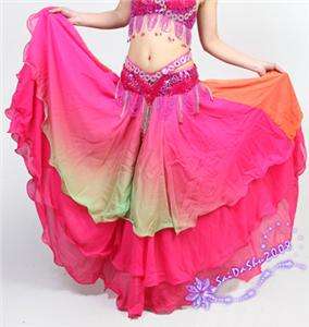 GD belly dance costume big skirt grandient 3 layers NEW  