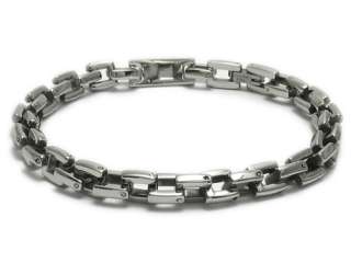 Stainless Steel Mens 8.5 Square Curb Link Bracelet  