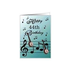  Happy 44th Birthday / Aqua Musical Notes & Instruments 