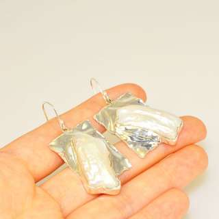GORGEOUS Sterling Silver BIWA PEARL Dangle Earrings  