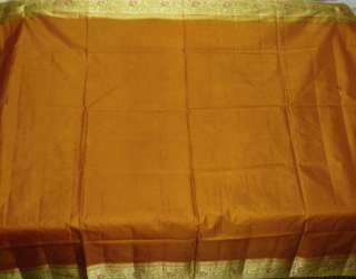 FLOWER Vintage Weaving 100% Pure Real Silk FLORAL Fabric Sari SOIE 