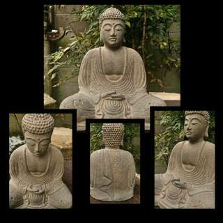 Japanese Zen Garden Sitting Seated Buddha Cement Stone Statue 