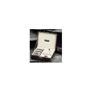  Genuine Brown Leather 4 Watch Cufflink Jewelry Case Box w 