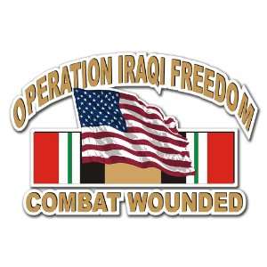   American Flag and Ribbon Operation Iraqi Freedom OIF Decal Sticker 5.5