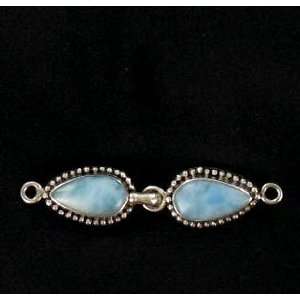  LARIMAR 2 STONE STERLING CLASP DOT DESIGN LARGE 