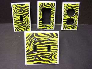 ZEBRA PRINT LIME GREEN LIGHT SWITCH OR OUTLET COVER  