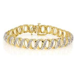   10k Yellow Gold Diamond X Link Tennis Bracelet (1.00 ctw) Jewelry
