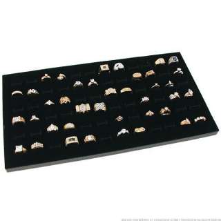 Black Glass Top Jewelry Display 72 Ring Case Box Bonus  