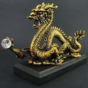  Yang Golden Dragon with Faceted Pearl 