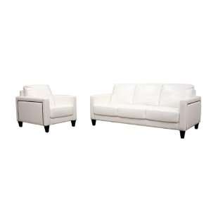  Arianna Leather Sofa and Chair Set (white)