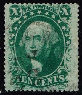 US stamp#35 10c Green Type V 1857 61 used stamp  