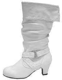   Little Angel Girls White Cuffed Slouchy Dress Boots Youth 11 4  