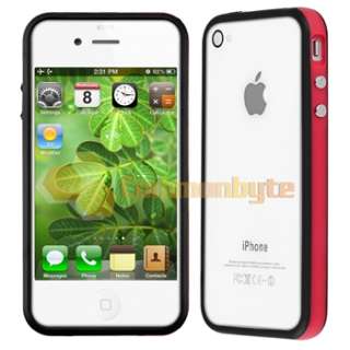 Red+White/Black Bumper Frame Case Skin Cover w/Metal Buttons for 