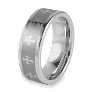   Band with Laser Cross Design (8.0mm)   Size 9.0 West Coast Jewelry