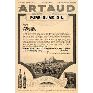  1913 Ad Meyer Lange Artaud Pure Olive Oil Food Product 