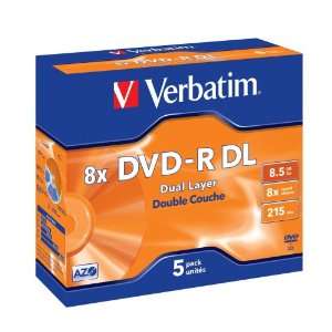  Verbatim DVD R 8.5Gb 8x D/L Pack 5 No 43596 Electronics