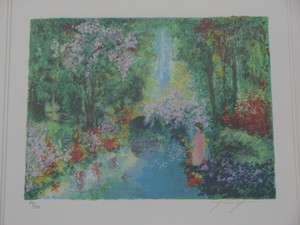 Signed Serigraph Framed Art by Yuval Wolfson Waterfall w/COA  