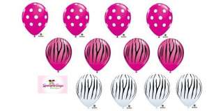 11 Hot Pink Zebra Stripe Print Wild Berry Polka Dot White Latex 