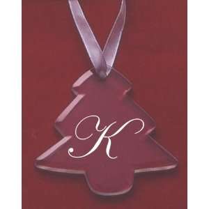  Glass Christmas Tree Ornament with the Letter K 