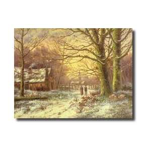  Figures On A Path Before A Village In Winter Giclee Print 