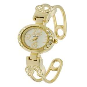  Geneva Platinum Ladies CZ Accented Cuff Watch Jewelry