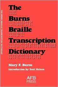 Burns Braille Transcription Dictionary, (0891282327), Mary F. Burns 