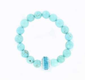 New 11mm Stone Bracelet with 15mm Sterling Crystal Bead  