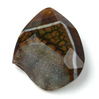 Brown Geode Agate Drusy Gem Bead Freeform Pendant 1675  