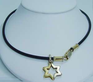  18K Gold Rubber Star of David Necklace Designer Signed Jewelry  