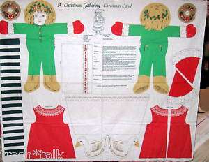 Vtg Christmas Gathering CLoth Fabric Panel Doll 18  