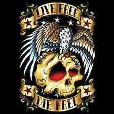  Live Free Die Free Tattoo T shirt, Classic Skull Eagle 