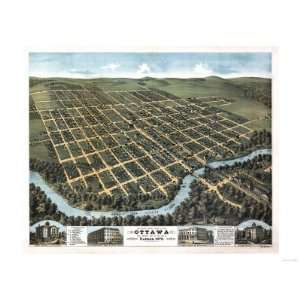  Ottawa, Kansas   Panoramic Map Premium Poster Print, 12x16 