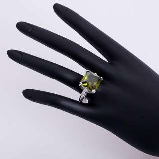 Square cz White Gold Plated Swarovsk Crystal Ring 18R  