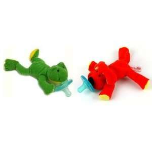  Wubbanub Infant Pacifier ~ Red Dog & Green Frog Baby