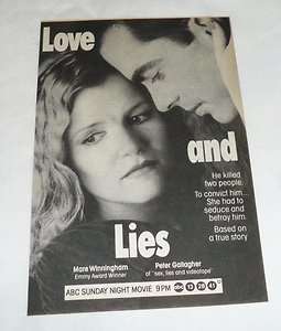 1990 ABC tv movie ad ~ LOVE AND LIES ~ Mare Winningham, Peter 