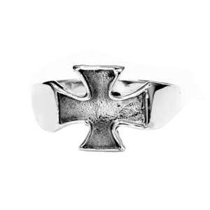   Unisex Sterling Silver Small Iron Cross Ring   Size  11 Automotive