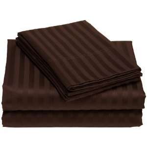  Wrinkle Free Damask Stripes Chocolate California King size 