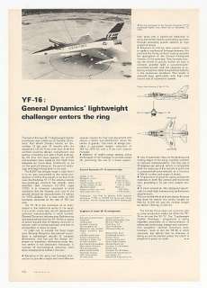 1974 General Dynamics YF 16 USAF Fighter Photo Article  