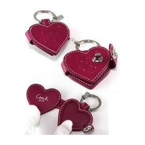  COACH EMBOSSED SIGNATURE RED PATENT LEATHER HEART SHAPED 