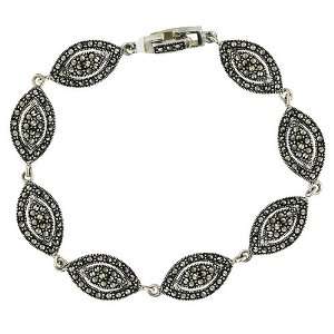   Marcasite Bracelet 7.5 Inches 17x10mm Marquise outer pave Marcasite