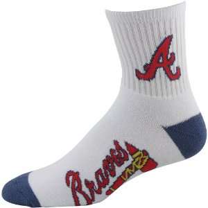  MLB Atlanta Braves Dual Color Logo Crew Socks   White 