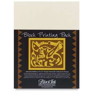  Black Ink Block Printing Packs   9 times; 12, Unbleached 