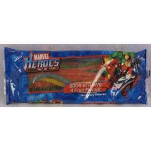Marvel Heroes Sour Straws Candy   4 Fruit Flavors  Grocery 