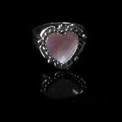 Sterling Silver Pink Mother of Pearl Heart Ring sz 7.25  