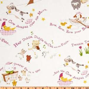  44 Wide Nursery Rhymes Words Pink Fabric By The Yard 