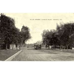 1908 Vintage Postcard   State Street, looking east   Geneva Illinois